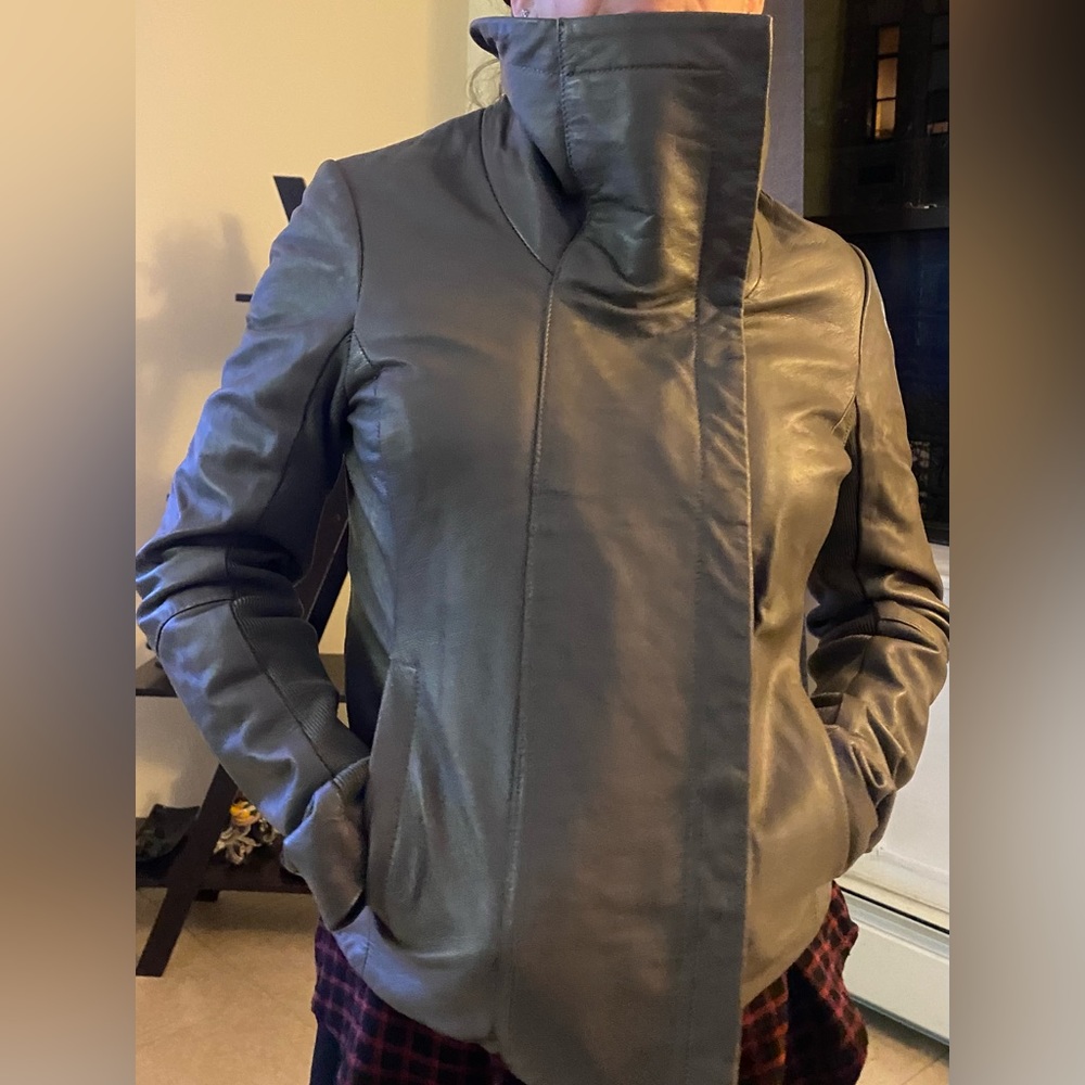 Grey leather jacket